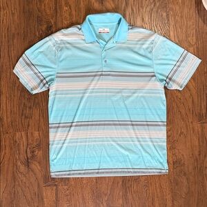PGA Tour Sky Blue and White Striped Polo